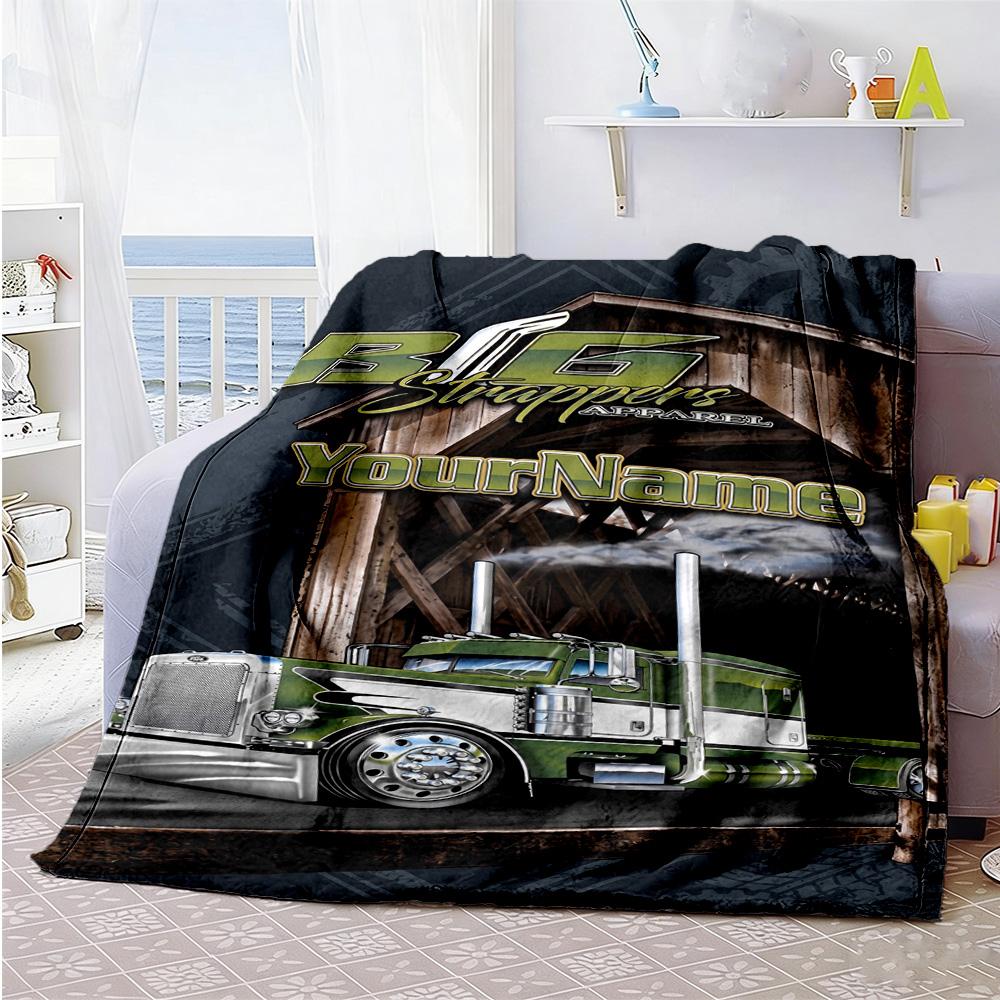 Peterbilt Heavy Trucks Customize Your Name Blanket Lightweight Customizable Blanket Soft & Cozy Great for Bed Living Room Couch Chair