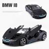 1/24 BMW I8 Supercar Модель автомобиля из сплава, литые игрушечные транспортные средства, имитация металлической модели автомобиля, коллекция детских подарков на день рождения
