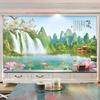 Фотообои 3D стерео Водопад Озеро Лотос Пейзаж Фреска Гостиная Телевизор Диван Спальня Домашний декор