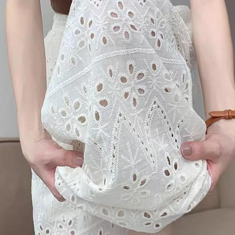 Полые широкие брюки для женщин, летние тонкие и свободные брюки, большие повседневные укороченные брюки с прямыми спортивными брюками для женщин