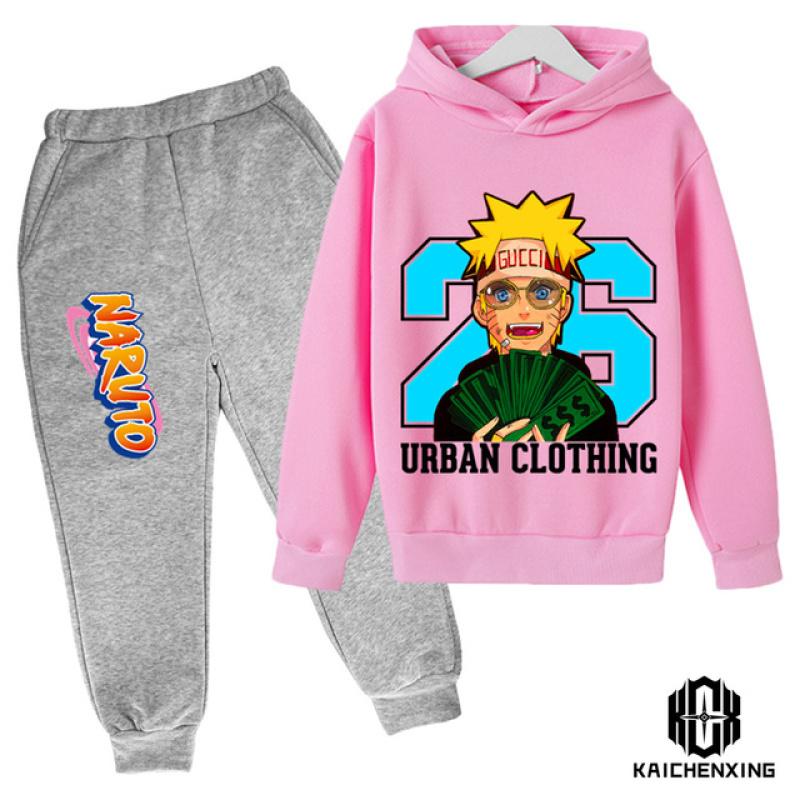 2023 модная детская одежда, костюм, толстовка с капюшоном Наруто для мальчиков, брюки из 2 предметов, детский спортивный костюм Наруто с героями мультфильмов, костюм Наруто для мальчиков