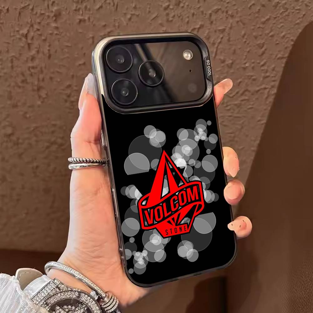 Volcom sport style  Phone Case For iPhone 17,16,15,14,13,12,11,Pro Max,Plus black Candy Silver Cover