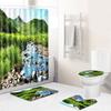 Landscape Shower Curtain Floor Mat Combination Four-Piece Set Bathroom Toilet Carpet Shower Room Mat Foot Mat