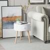 Coffee Table with Drawer, Round, Scandi Design, Protective Edge, Wood, diameter 38 x H45 cm, White