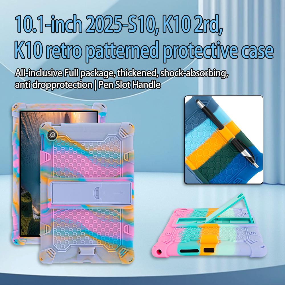 Kids Silicone Case For Lenovo Tab 10.1 2025 TB311XU K10C TB311FU 10.1" Anti-drop Stand Case With Shoulder Strap Tablet Cover