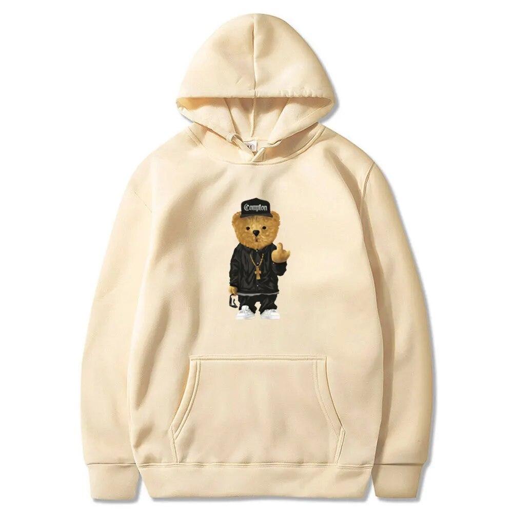 Autumn Winter Hoodies Unisexs Harajuku Toy Bear Print Hooded Sweatshirts Streetwear Hip Hop Casual Pullover Fashion Unisex Clothing