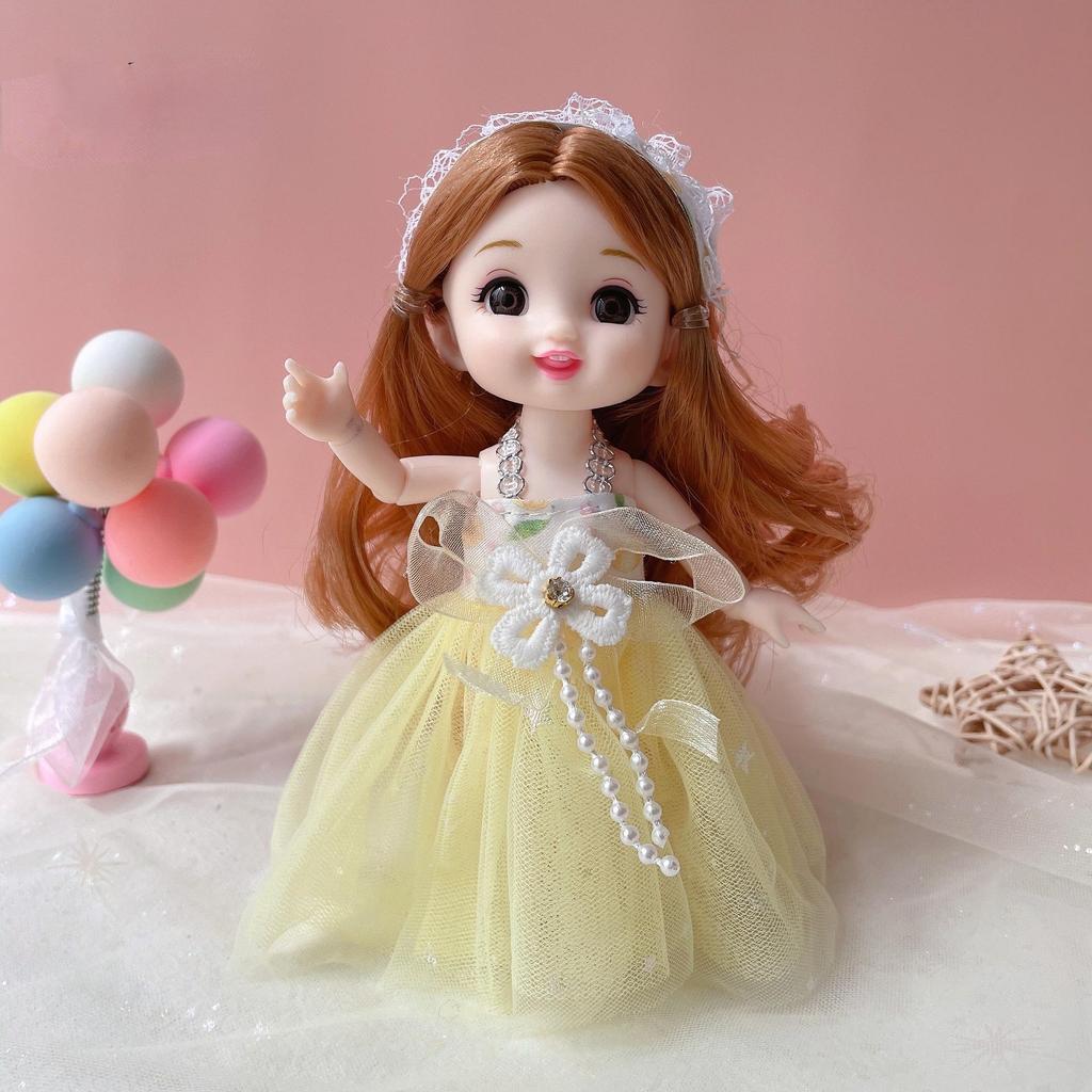 Мини-подвижная кукла 17 см, игрушка для девочек, 3D большие глаза, BJD, полная одежда принцессы, коллекция платьев, детская кукла в подарок