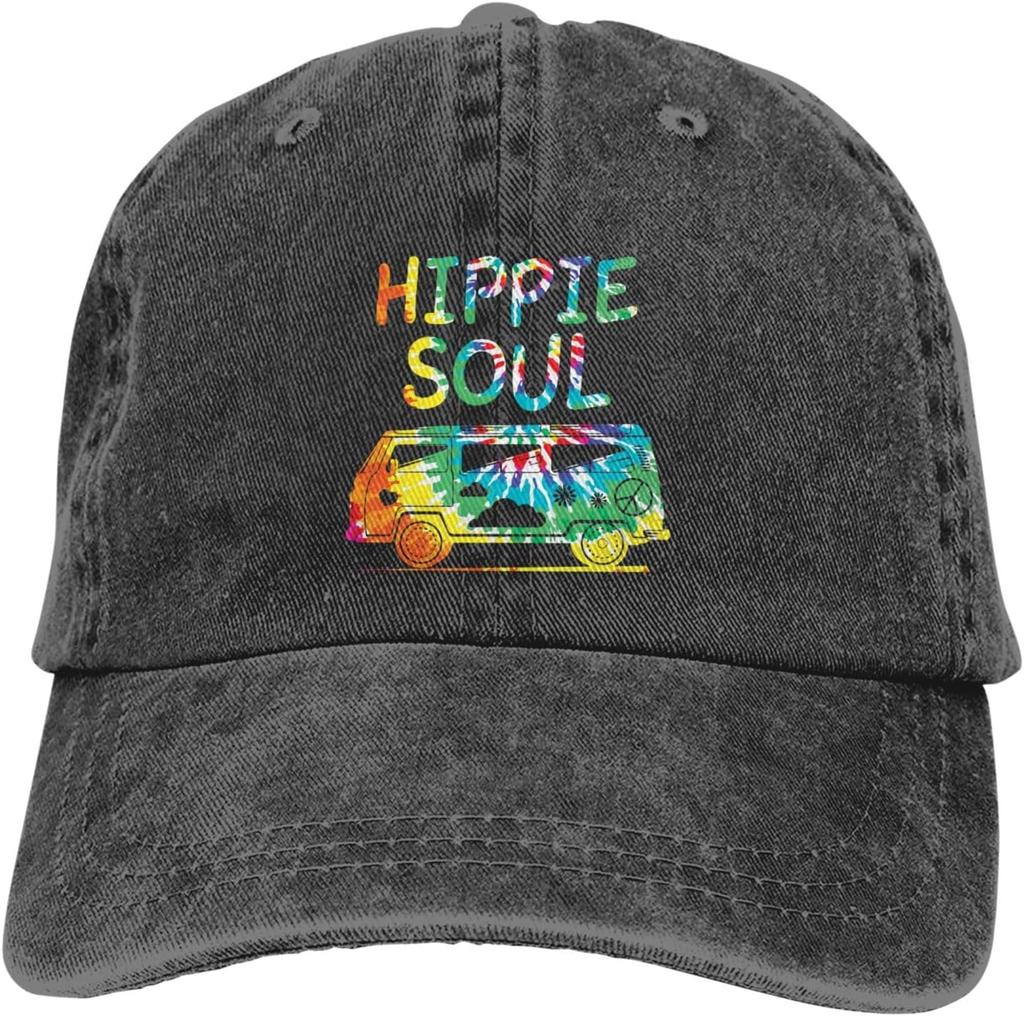 Hippie Soul Tie Dye Van Graphic Baseball Cap Adjustable Cotton Casual Dad Hat