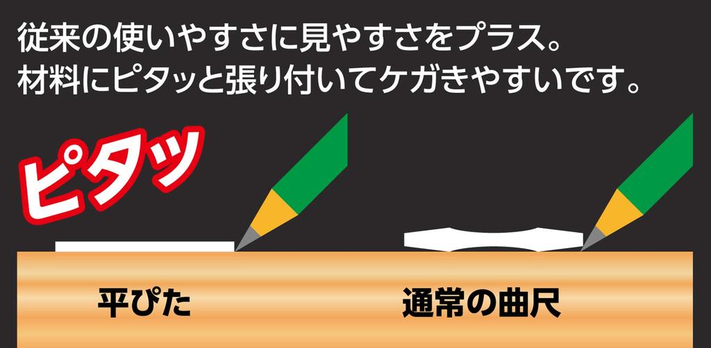 Shinwa Sokutei Curved Ruler Flat Pita White 50cm Same Size on Front and Back 11172