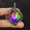 Rainbow Solar Quartz Druzy Pendant Copper Wire Wrapped Pendant Antique Copper Jewelry Handmade Gemstone Pendant Wire Wrap Jewelry For Gifts