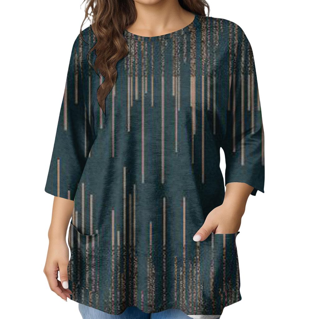 Женская модная блузка большого размера с принтом и коротким рукавом для элегантных поездок на работу и повседневной носки