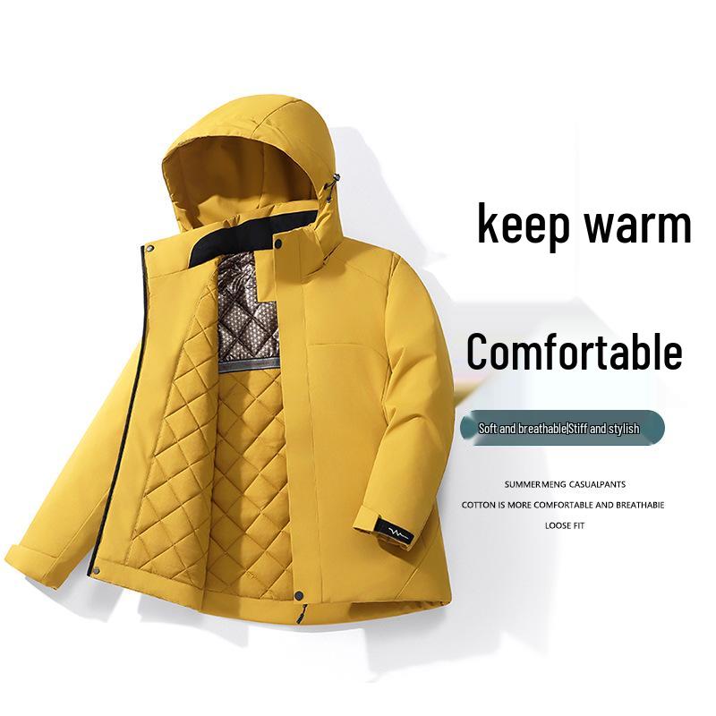 Зимняя горнолыжная куртка Di Yu Shen Long из графена - Утепленная, Теплая, Водонепроницаемая, Повседневная хлопковая верхняя одежда с капюшоном для пар