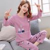 Pink LOVE Women's Cartoon Pajama Set - Long Sleeve & Pants, Autumn/Winter.