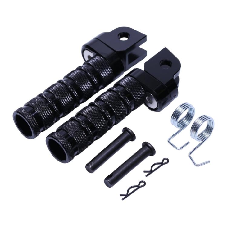 Motorcycle Maintenance Foot Peg Assembly with Forked Mounting End, Knurled Grip Texture and Machined Aluminum Build