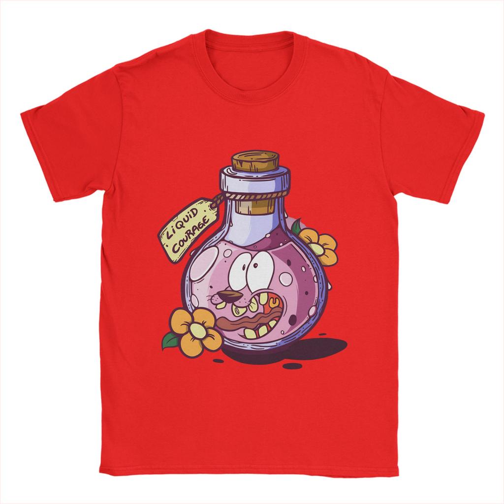 Courage Dog T-Shirt Summer 100% Cotton T Shirts For Men Harajuku Design Tshirt Short-Sleeve Vintage Tops