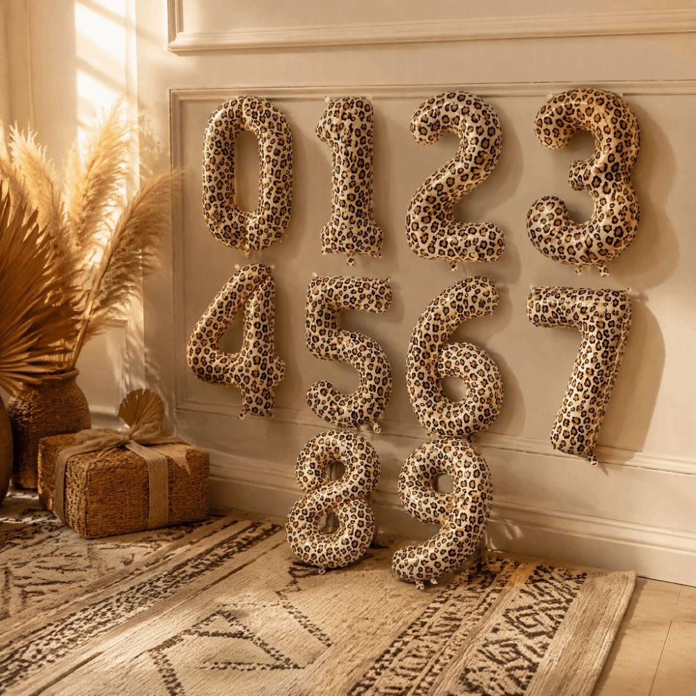 Inflatable Number Balloons 40 Inch Aluminum Foil Balloons Leopard Print Balloons Birthday Party