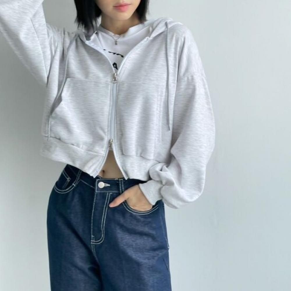 New Arrivals Open Run Women Kangaroo Pocket Hooded Zip Up