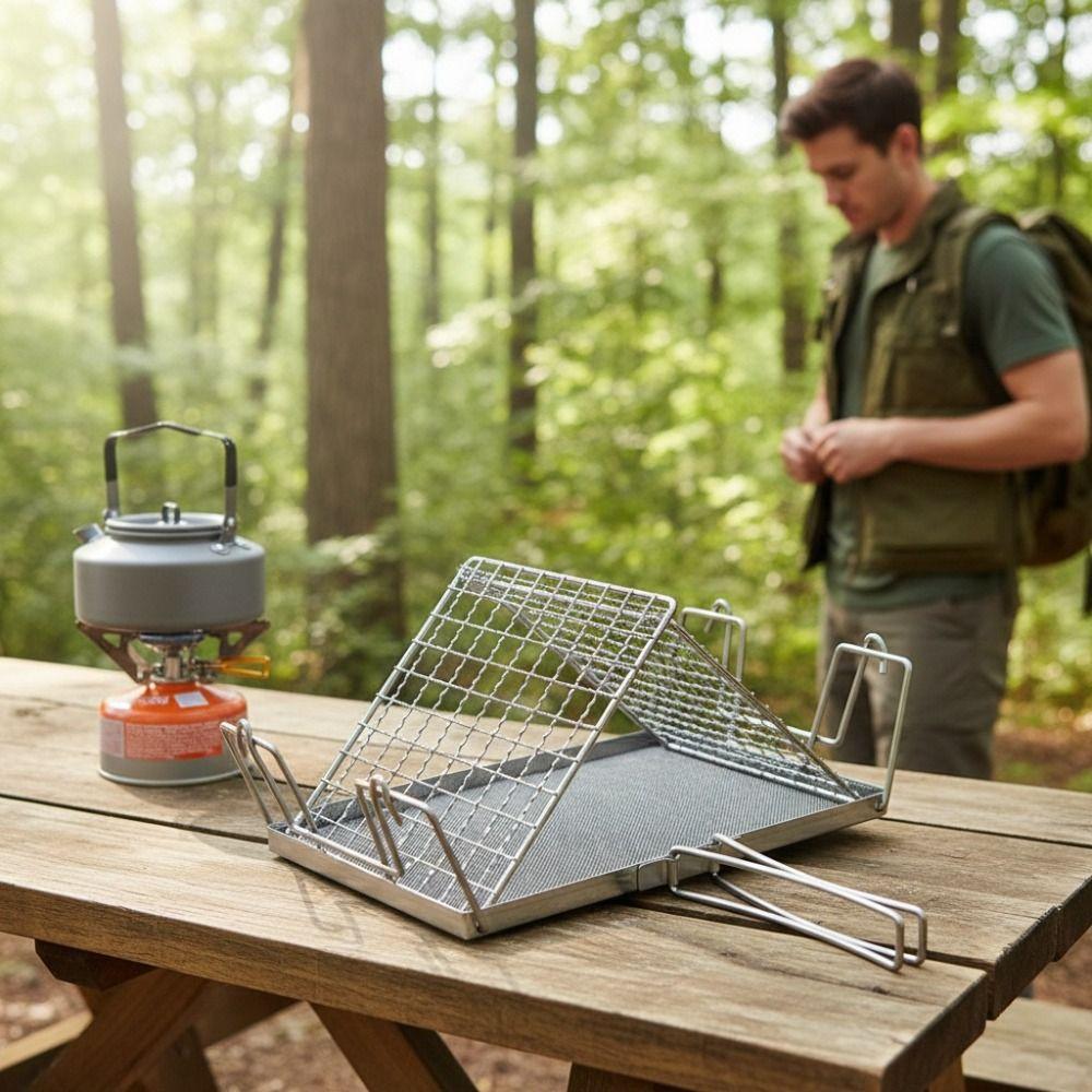 With Handle Toaster Rack Foldable Outdoor Toaster Durable Camping Stove Toaster  Camping