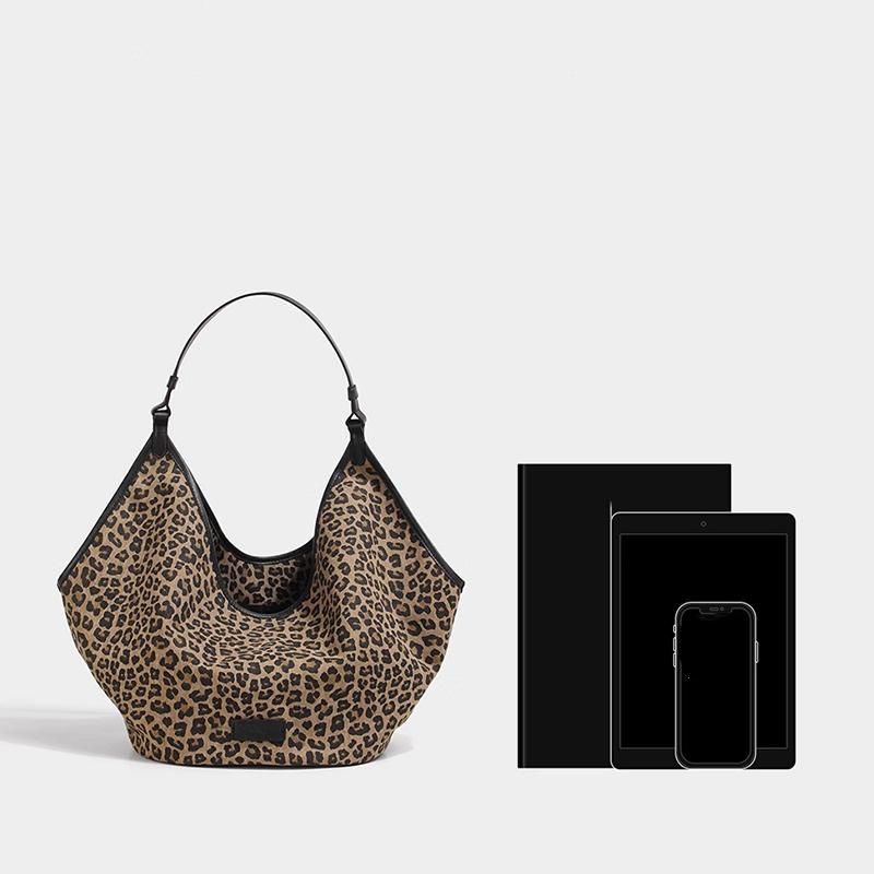 Винтажная большая сумка-тоут с леопардовым принтом, женская модная сумка через плечо, большая вместимость, эстетичные новые дизайнерские сумки для женщин и молодежи