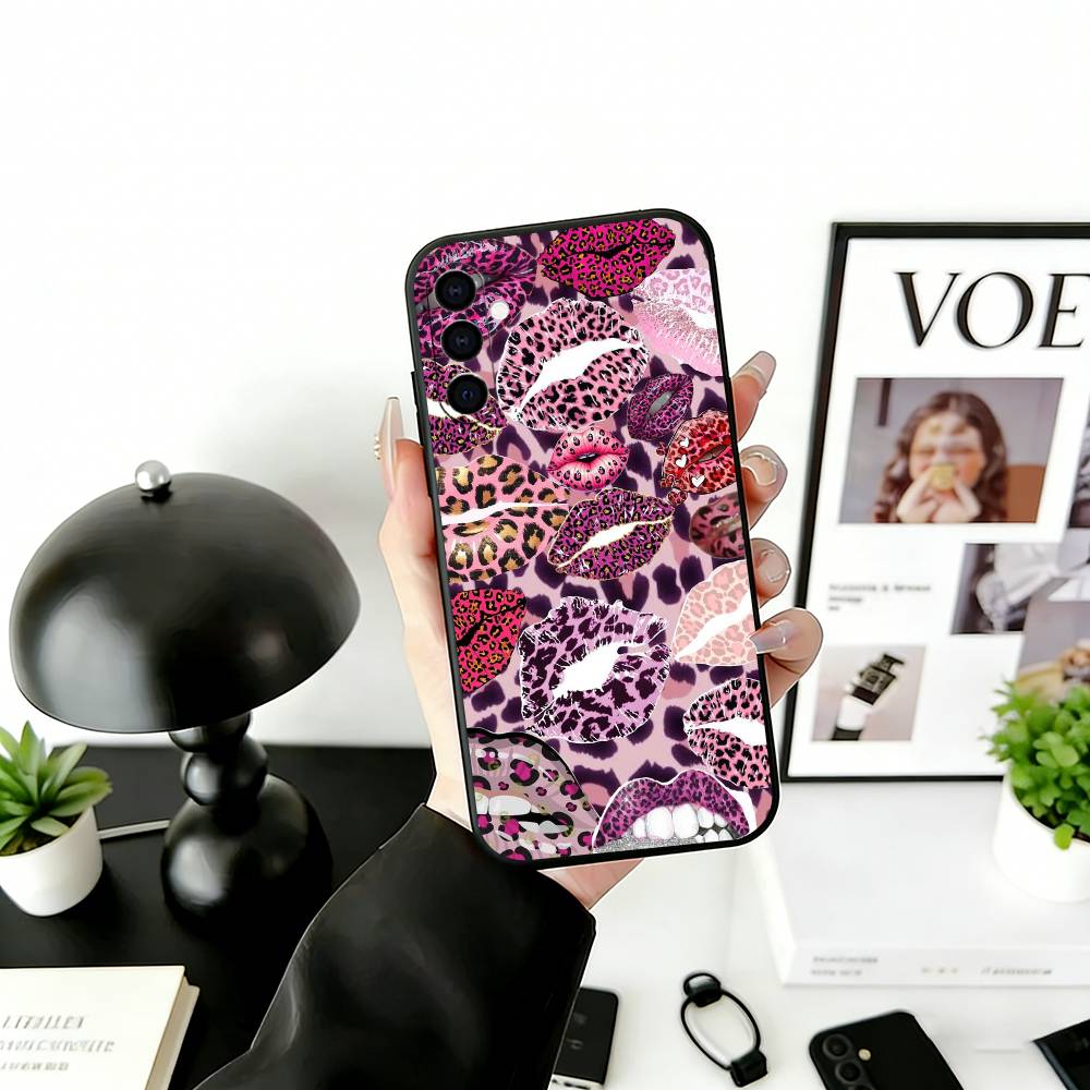 Чехол для телефона с принтом губ для Samsung Galaxy A73, A72, A71, A70, A53, A52, A51, Другие, Мягкий черный чехол