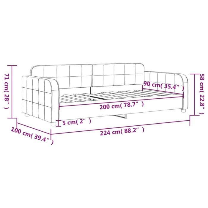 VidaXL Daybed Light Grey 90x200 Cm Velvet 354058