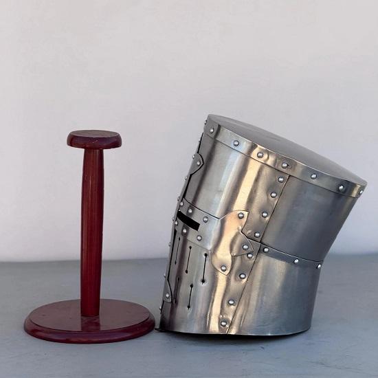 Crusader Helmet, 18 Gauge Steel, Medieval Templar Knight Replica