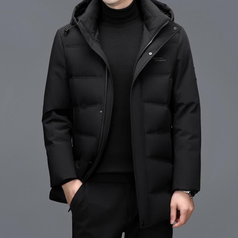 Medium and Long Middle-aged Men's Down Jacket Casual Loose Thickened Warm Down Pie Overcome Jacket Dad Outfit