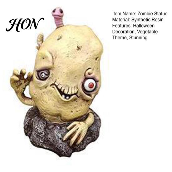 Durable Outdoor Resin Decor Halloween Vegetable Zombie Statue, Spooky Carrot Potato Garden Decoration Sculpture, for Patio, Yard, Graveyard
