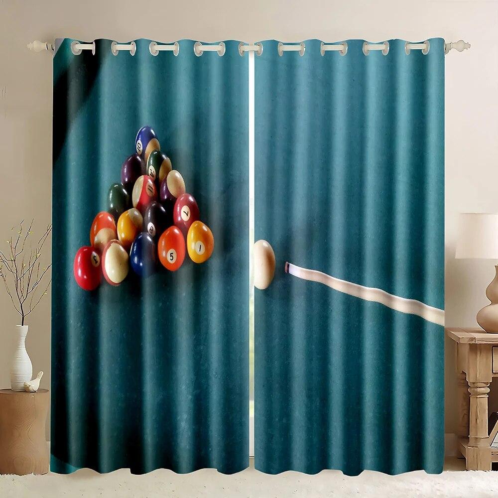 Billiard Pool Balls Arrangement Snooker Contest Beginning Entertainment Game Print Blackout Curtains