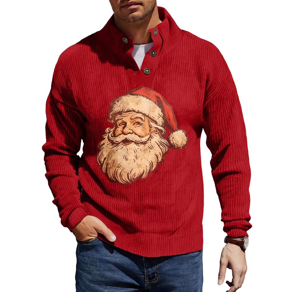 Мужская вельветовая рубашка на пуговицах с рождественским принтом