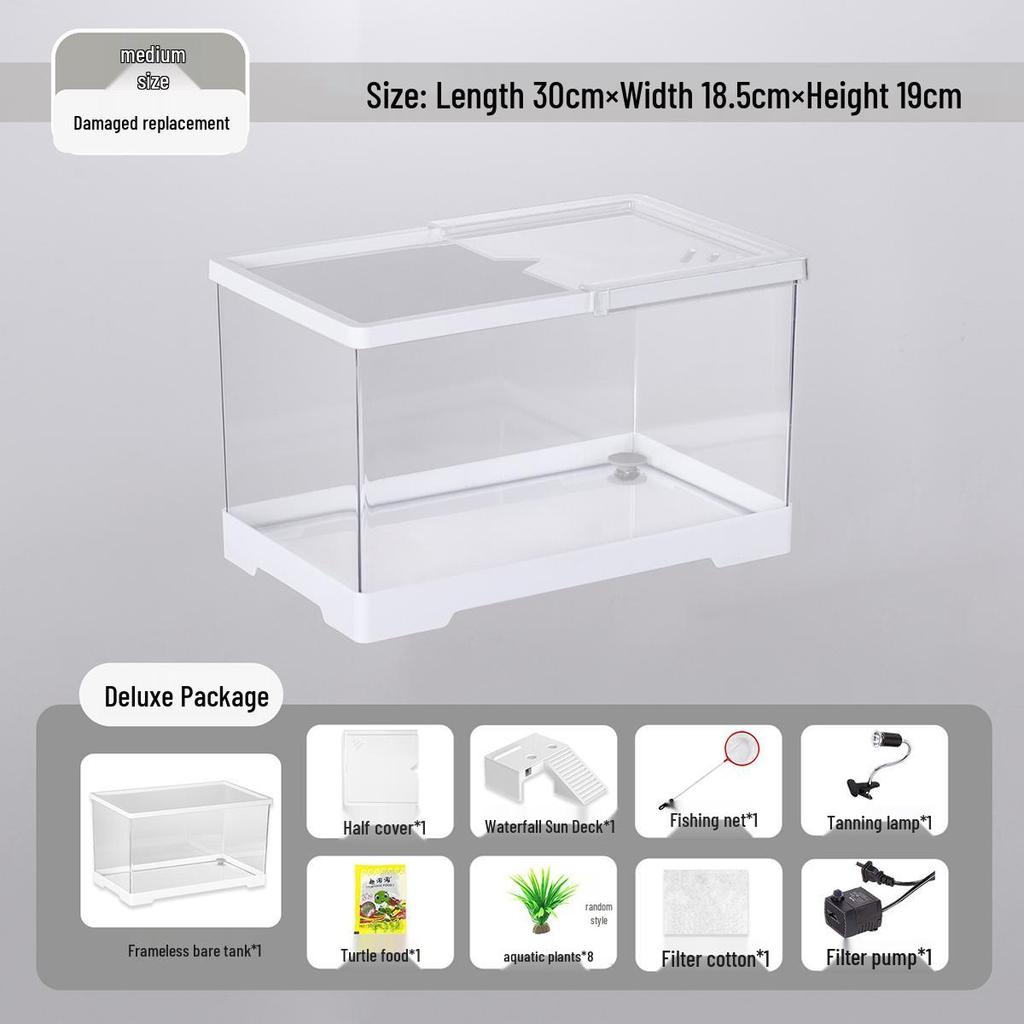 Компактный террариум для черепахи с платформой для обогрева - Элегантная настольная среда обитания с крышкой для экологичной гостиной