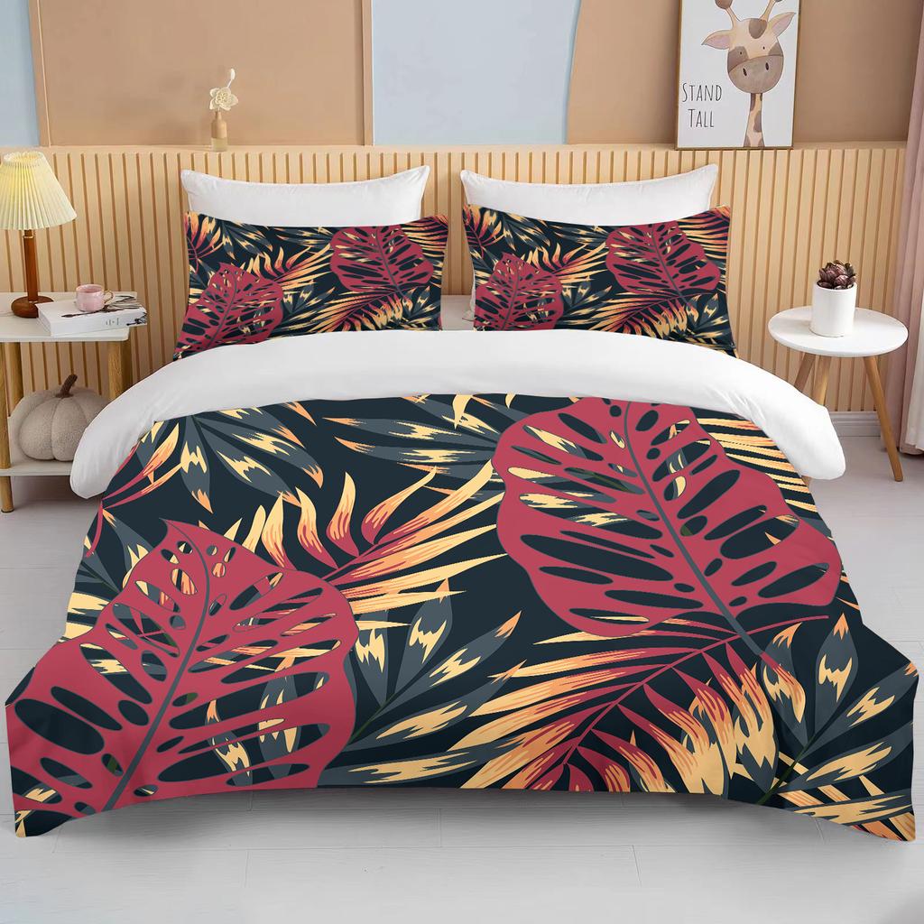 Tropical rainforest leaves queen bedding set king size double bed bedding set microfiber or polyester duvet set duvet cover