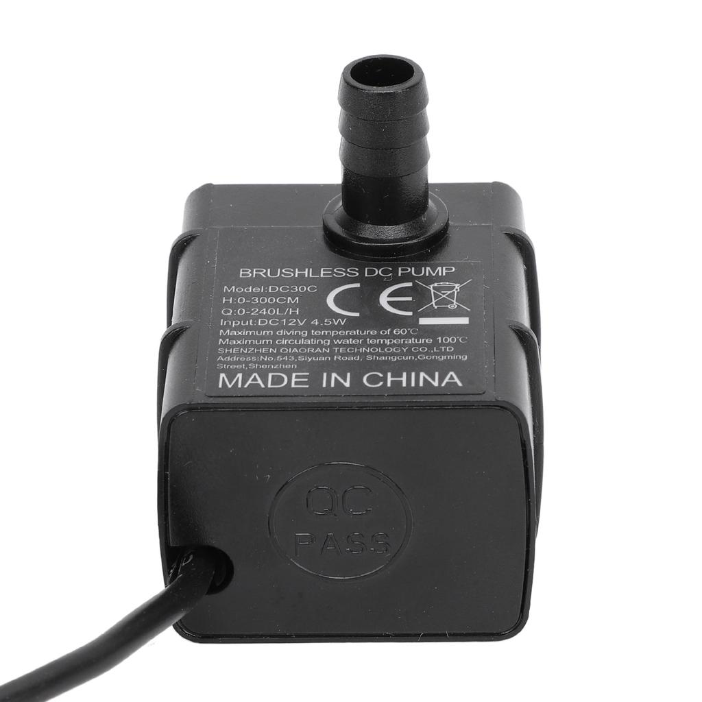 Микро Погружной Насос DC 12В 4.5Вт 240Л/Ч 300см Подъем IP68 Бесщеточный Насос для Водного Фонтана со Светодиодом