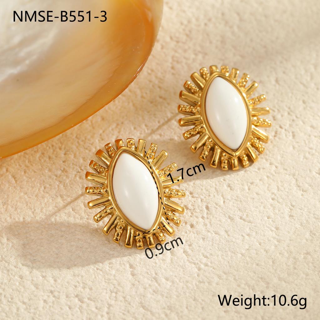 GEMCHIC Women's Marquise Sunburst Stud Earrings Fashion Luxury Stainless Steel Jewelry