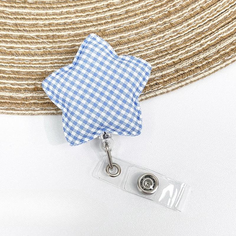 Клетчатый бейдж-ролик со звездой для студентов, медсестер, выдвижной, для работников, держатель для ID, школьный шнурок с клипсой, медицинские зажимы для рабочих карт