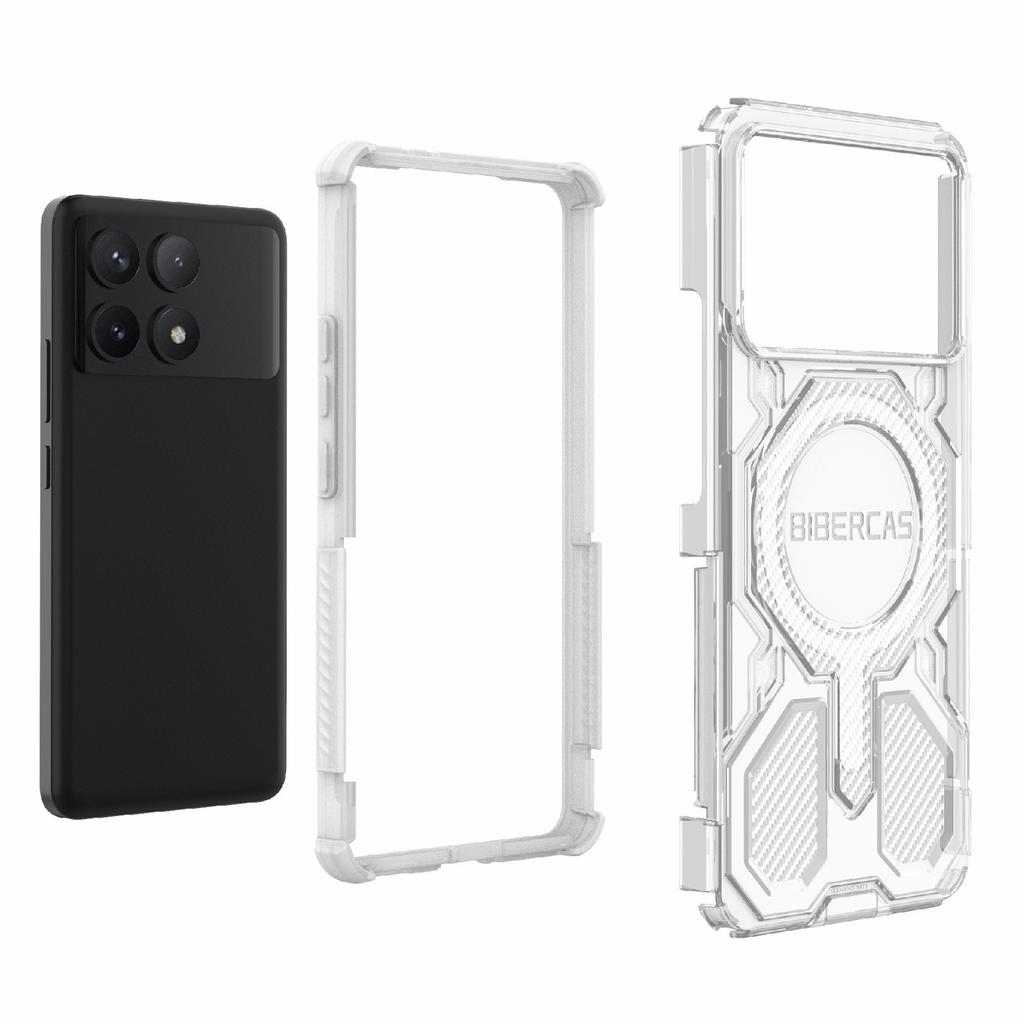 BIBERCAS J-16 Transparent Series Phone Case For Xiaomi Poco F6 Pro 5G/Redmi K70 5G/K70 Pro 5G Compatible with MagSafe TPU+PC Cover