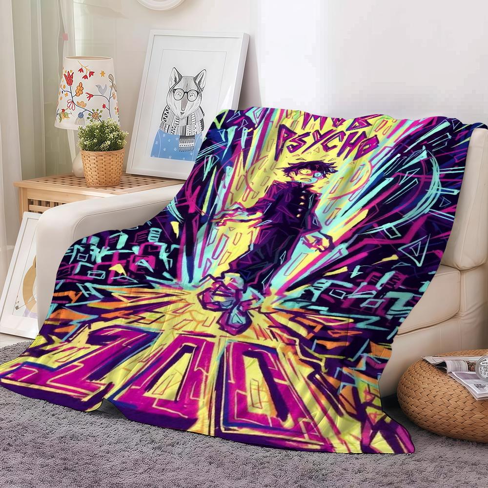 Hot Anime M Mob P Psycho 100 Blanket Warm And Soft Suitable For Bedroom Living Room Sofa Bed Office Travel Camping