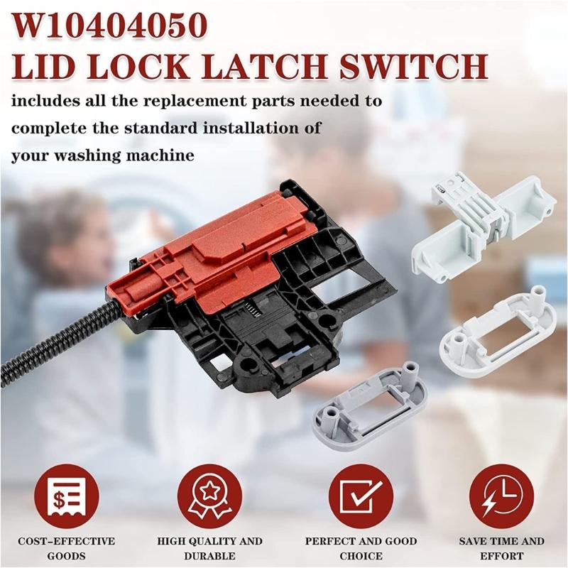 W10240513 W10238287 W10404050 Узел переключателя защелки крышки люка стиральной машины Запчасти для бытовой стиральной машины Запасные аксессуары