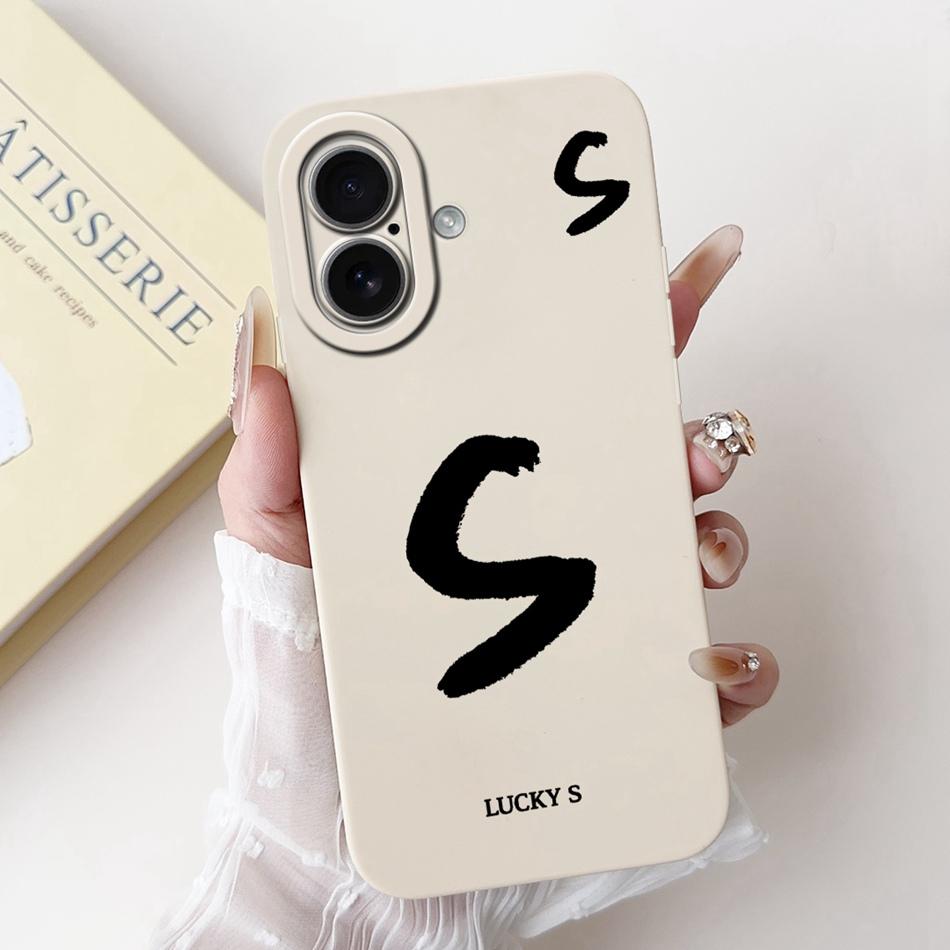 For iPhone 17 17Air Lucky Initial Letter Phone Case For iPhone17 17 Air Soft Silicone Shockproof Cases Bumpers