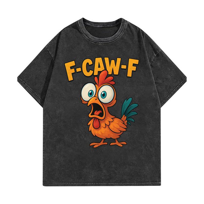 Винтажные стираные F-Caw-F Куриные Забавные Футболки Высокое Качество Модная Оверсайз Футболка Мужчины Женщины Повседневные Хлопковые Футболки
