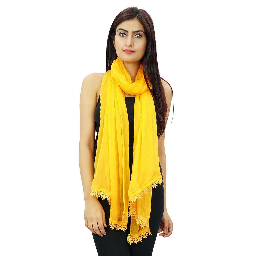 Chiffon Blend Dupatta Long Stole Women Neck Wrap Indian Scarves Chunni Beach