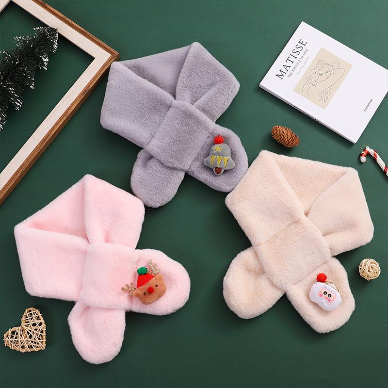 Kids' Plush Cartoon Winter Snood: Christmas Gift Scarf