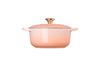 Le Creuset Cast Enamel Pot Signature Cocotte Ronde 20 Cm Peche Gas IH Oven Compatible Japanese [Authorized Product]