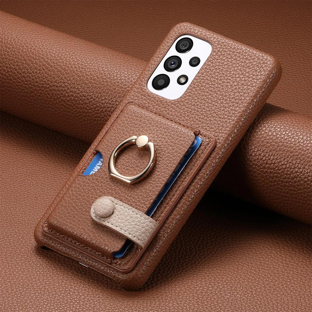 Ring Leather Phone Case for Samsung Galaxy S25 23 S21 FE S24 Ultra S22 Plus A54 A15 A25 A35 A55 Wallet with Card Holder Cover