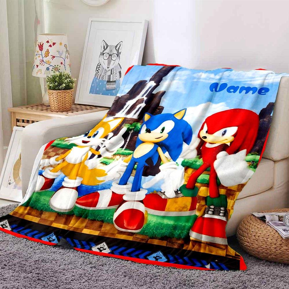 Sonic And Friends Adventure Gift Customizable Blanket Customize Your Name Warmthful Decor Versatile For Sofa Couch Office Bed Picnics All Season Use