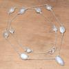 Ожерелье Лунный камень Feceted Gemstone Handmade Antique Silver Jewelry 35''