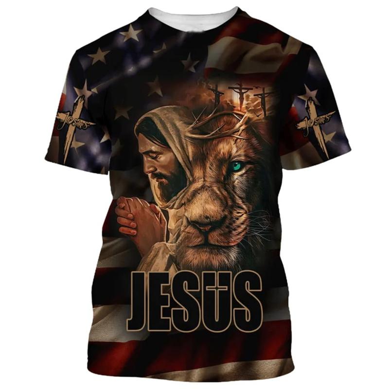 Jesus Christ Cross 3D Print T-Shirts Men Women Casual Fashion Streetwear Oversized O-Neck T Shirt Kids Tees Tops Y2k Men Clothes