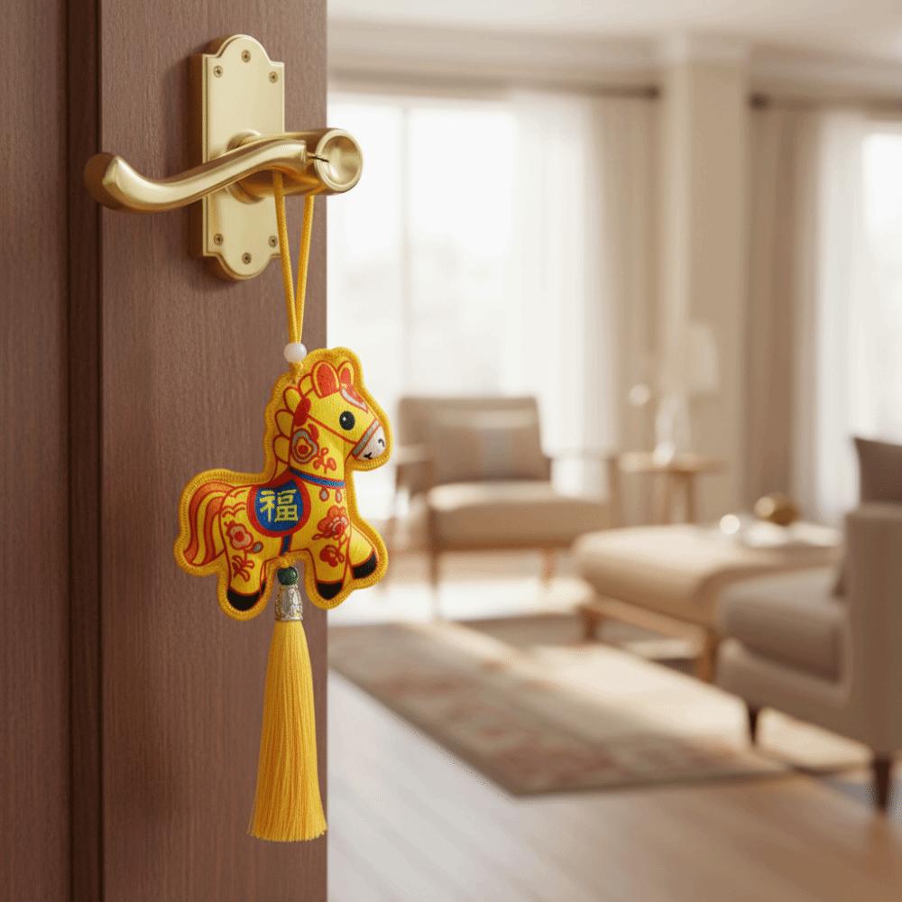 Embroidery Zodiac Mascot Pendant Blessing Car Hanging Pendant Horse Incense Bag  Spring Festival