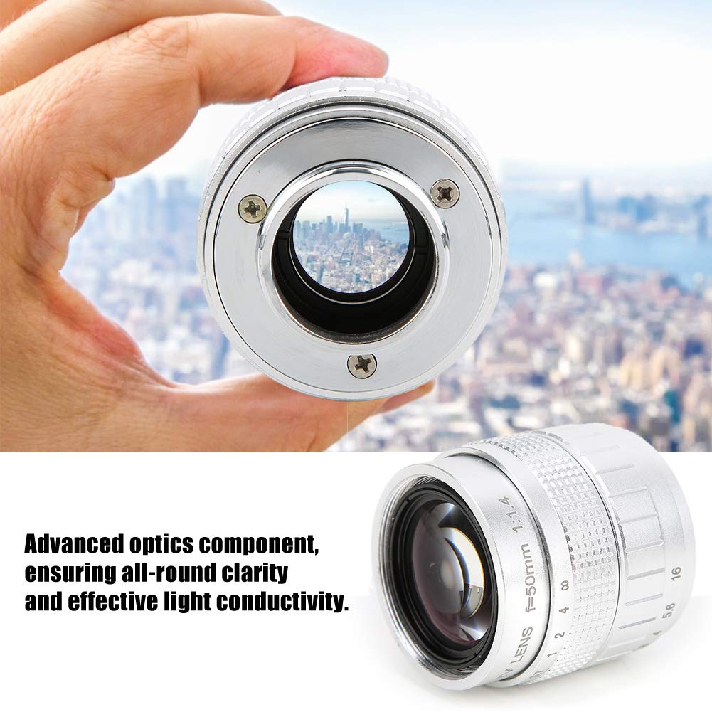 Объектив для беззеркальной камеры, 50 мм F1.4, объектив с ручной фокусировкой, светосильный объектив, объектив с креплением C с переходным кольцом для Olympus M4M3, Canon, Fuji и