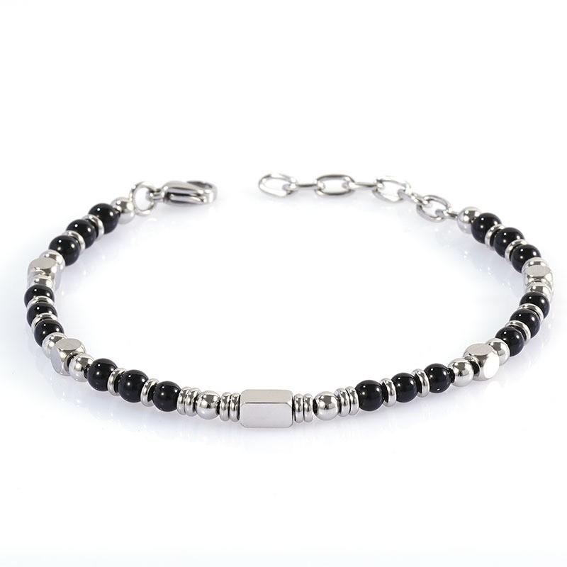 Stainless Steel Natural Stone Bracelet With Obsidian Turquoise Tigers Eye Polished Handmade Fashion Jewelry Men Women